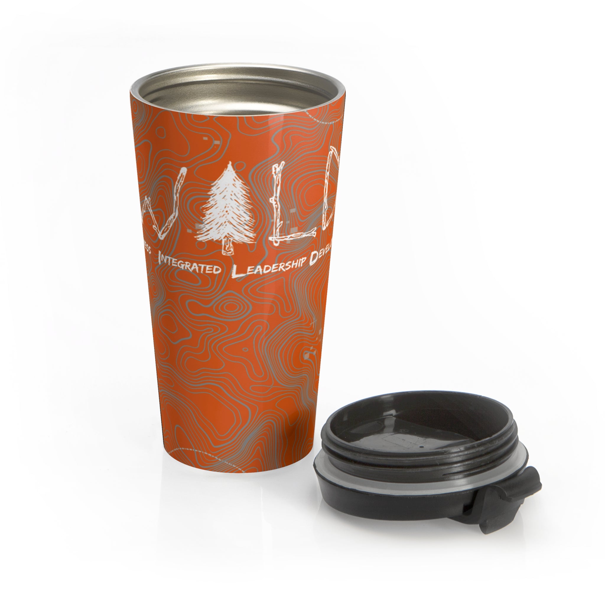 Outdoor Topographic Tree Logo Stainless Steel Travel Mug | Hiking, Adventure