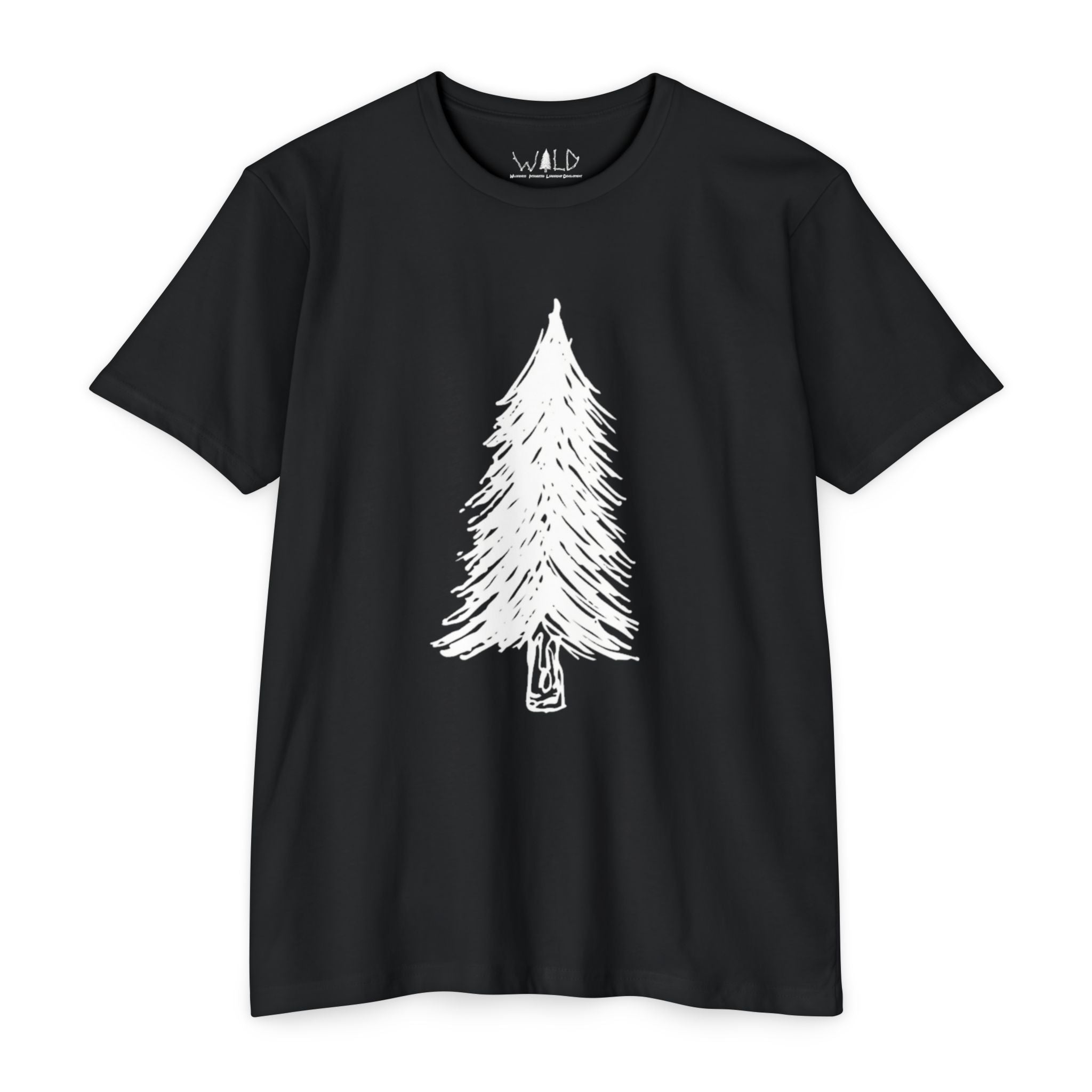 WILD Tree Graphic T-Shirt — Rustic Outdoor Nature Shirt (front tree, back WILD text)