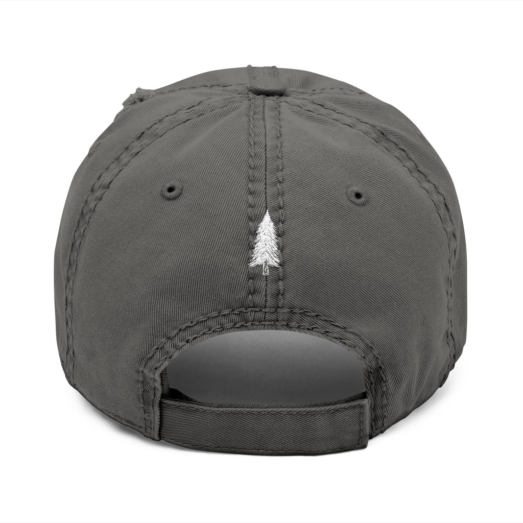 WILD Embroidered Distressed Dad Hat — Rustic Tree Outdoor Cap