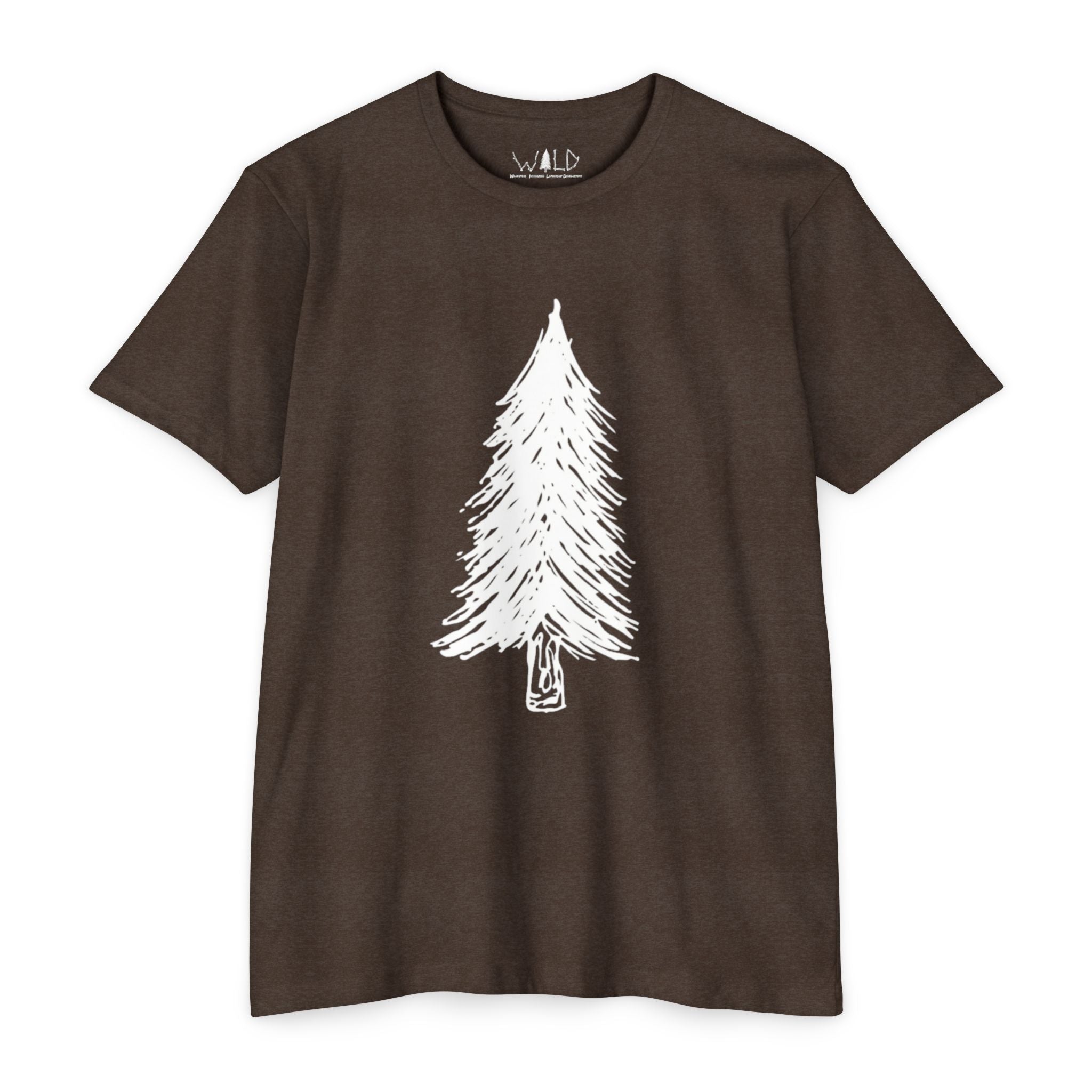 WILD Tree Graphic T-Shirt — Rustic Outdoor Nature Shirt (front tree, back WILD text)
