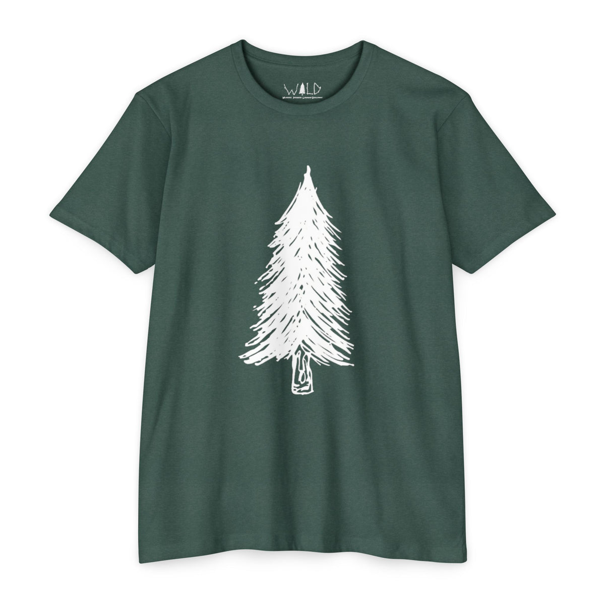 WILD Tree Graphic T-Shirt — Rustic Outdoor Nature Shirt (front tree, back WILD text)