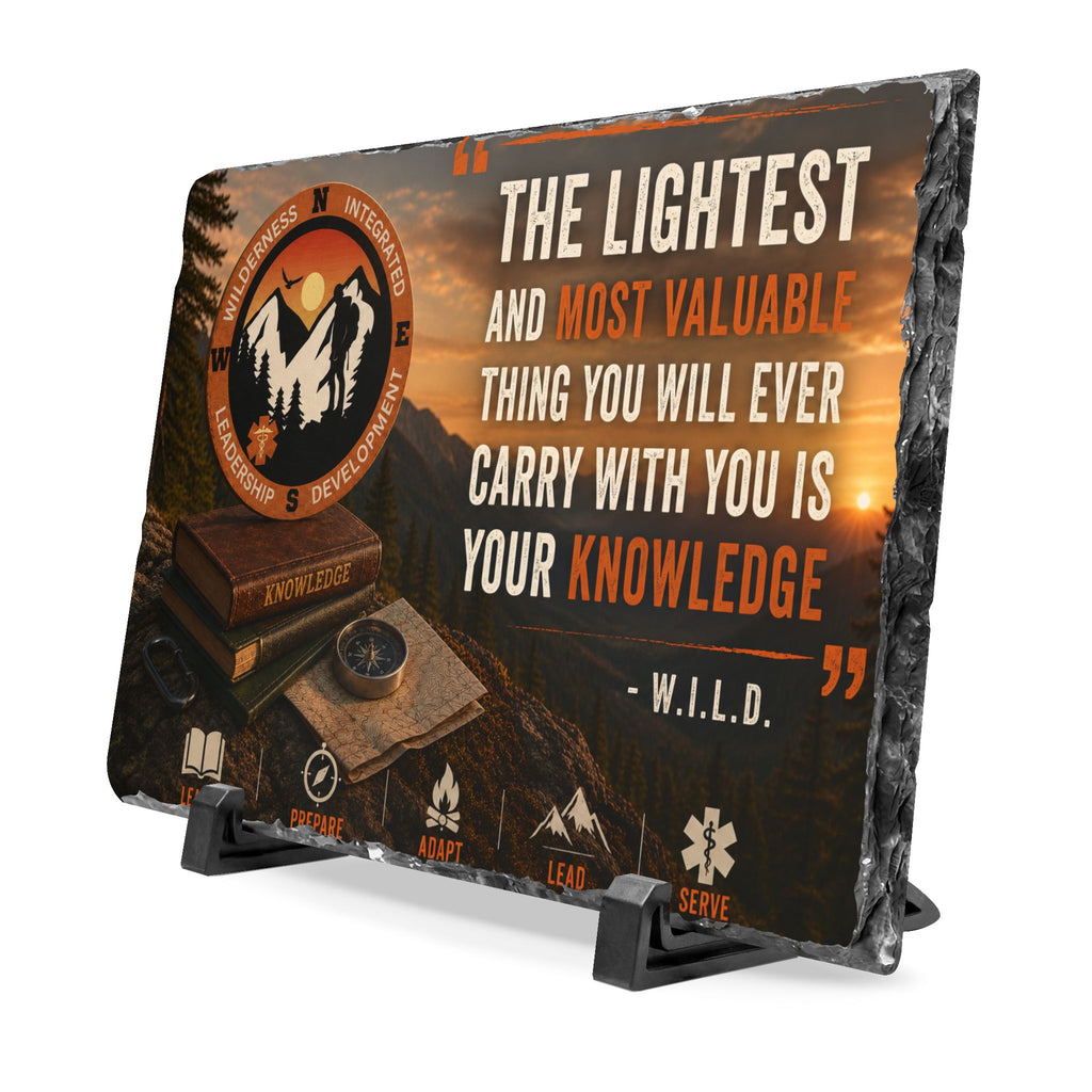 Slate Desk Plaque — Patch Logo + Quote