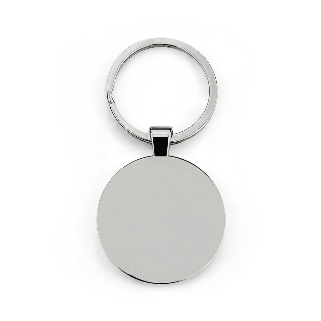 Mountain Hiker Logo Round Stainless Steel Keychain | Wilderness Leadership Design