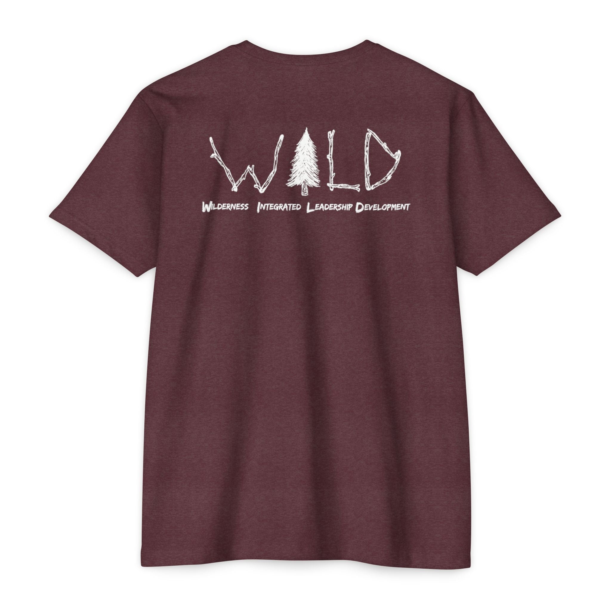 WILD Tree Graphic T-Shirt — Rustic Outdoor Nature Shirt (front tree, back WILD text)
