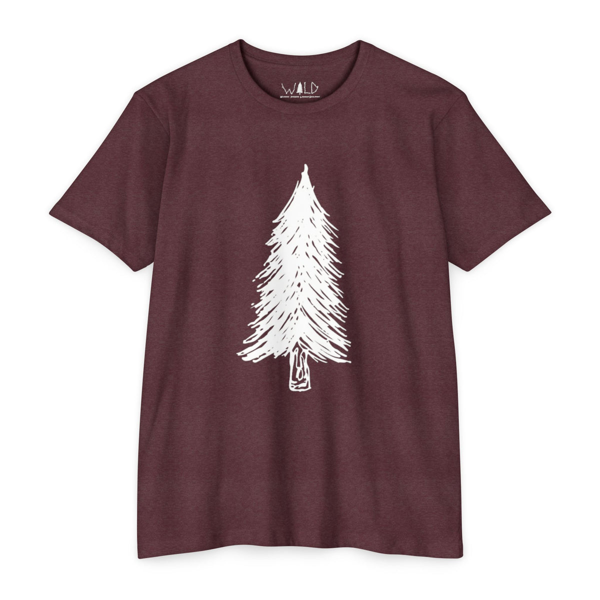 WILD Tree Graphic T-Shirt — Rustic Outdoor Nature Shirt (front tree, back WILD text)