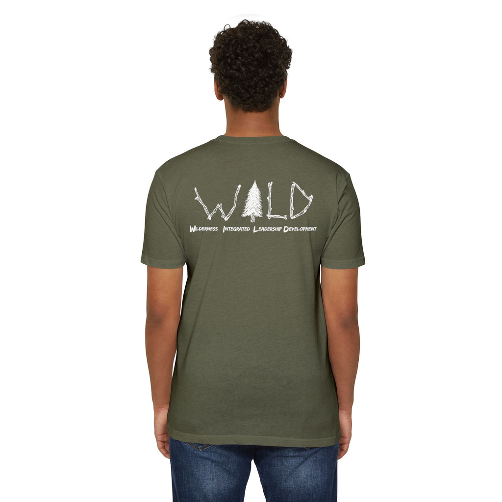 WILD Tree Graphic T-Shirt — Rustic Outdoor Nature Shirt (front tree, back WILD text)