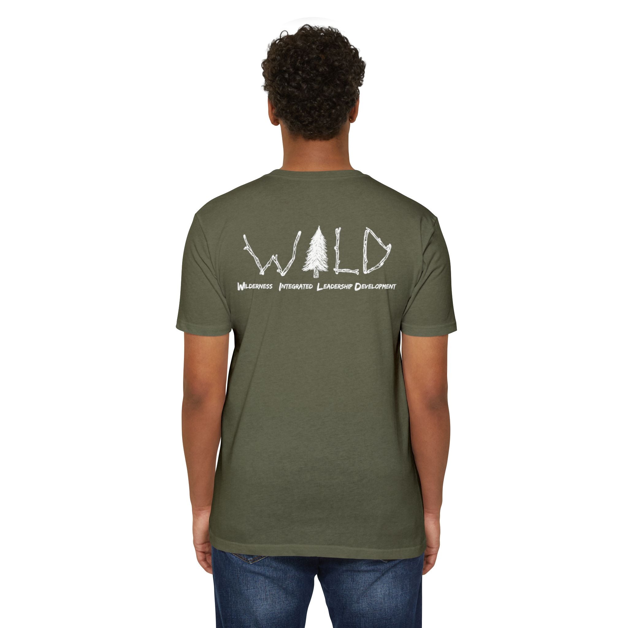 WILD Tree Graphic T-Shirt — Rustic Outdoor Nature Shirt (front tree, back WILD text)