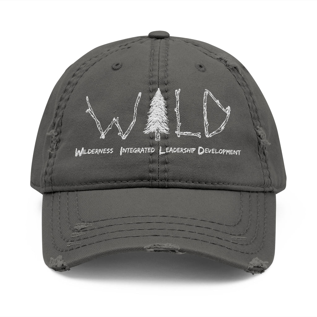 WILD Embroidered Distressed Dad Hat — Rustic Tree Outdoor Cap
