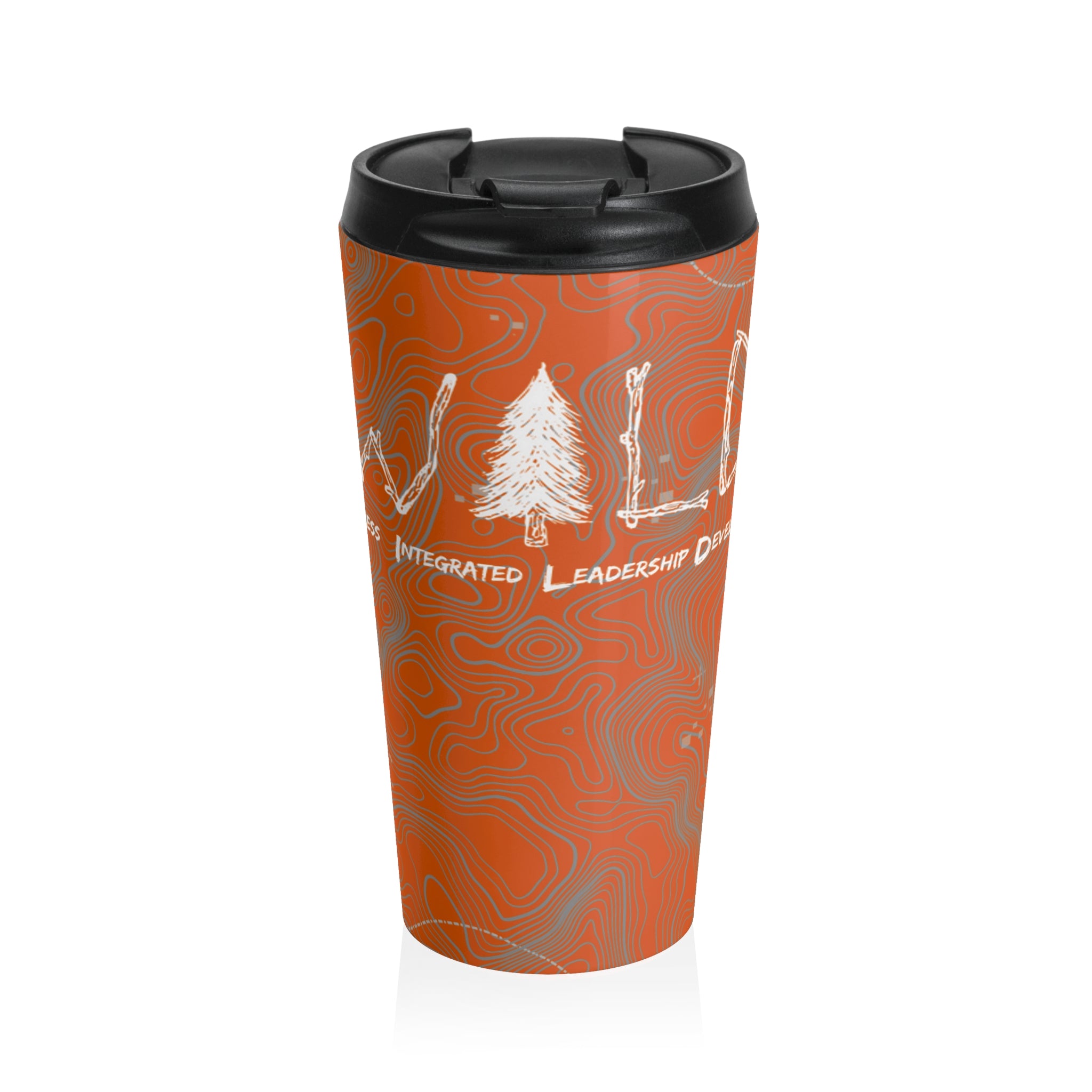 Outdoor Topographic Tree Logo Stainless Steel Travel Mug | Hiking, Adventure