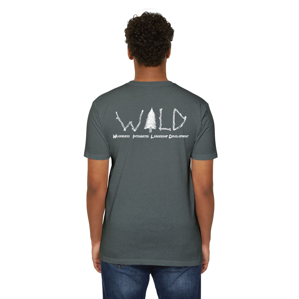 WILD Tree Graphic T-Shirt — Rustic Outdoor Nature Shirt (front tree, back WILD text)