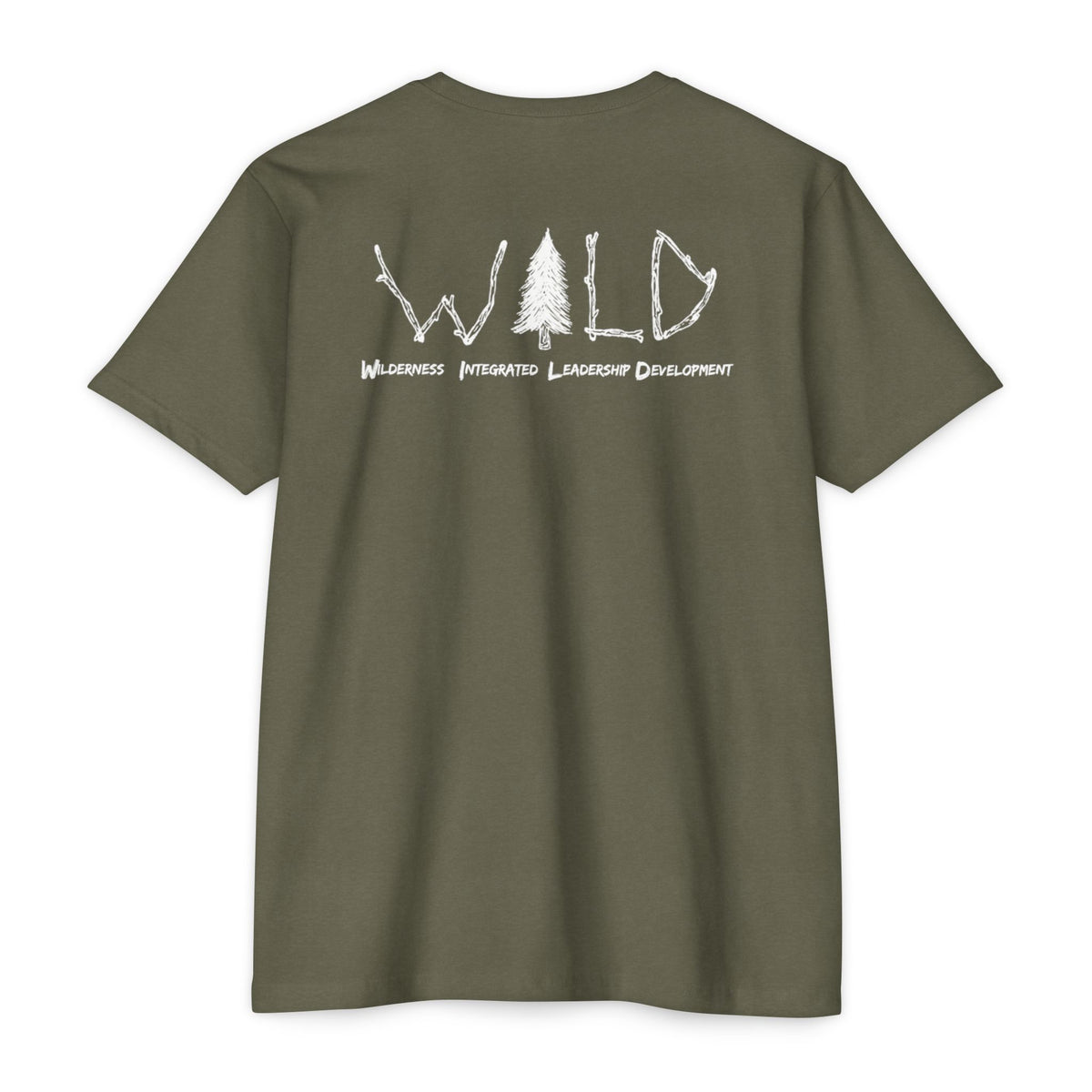 WILD Tree Graphic T-Shirt — Rustic Outdoor Nature Shirt (front tree, back WILD text)