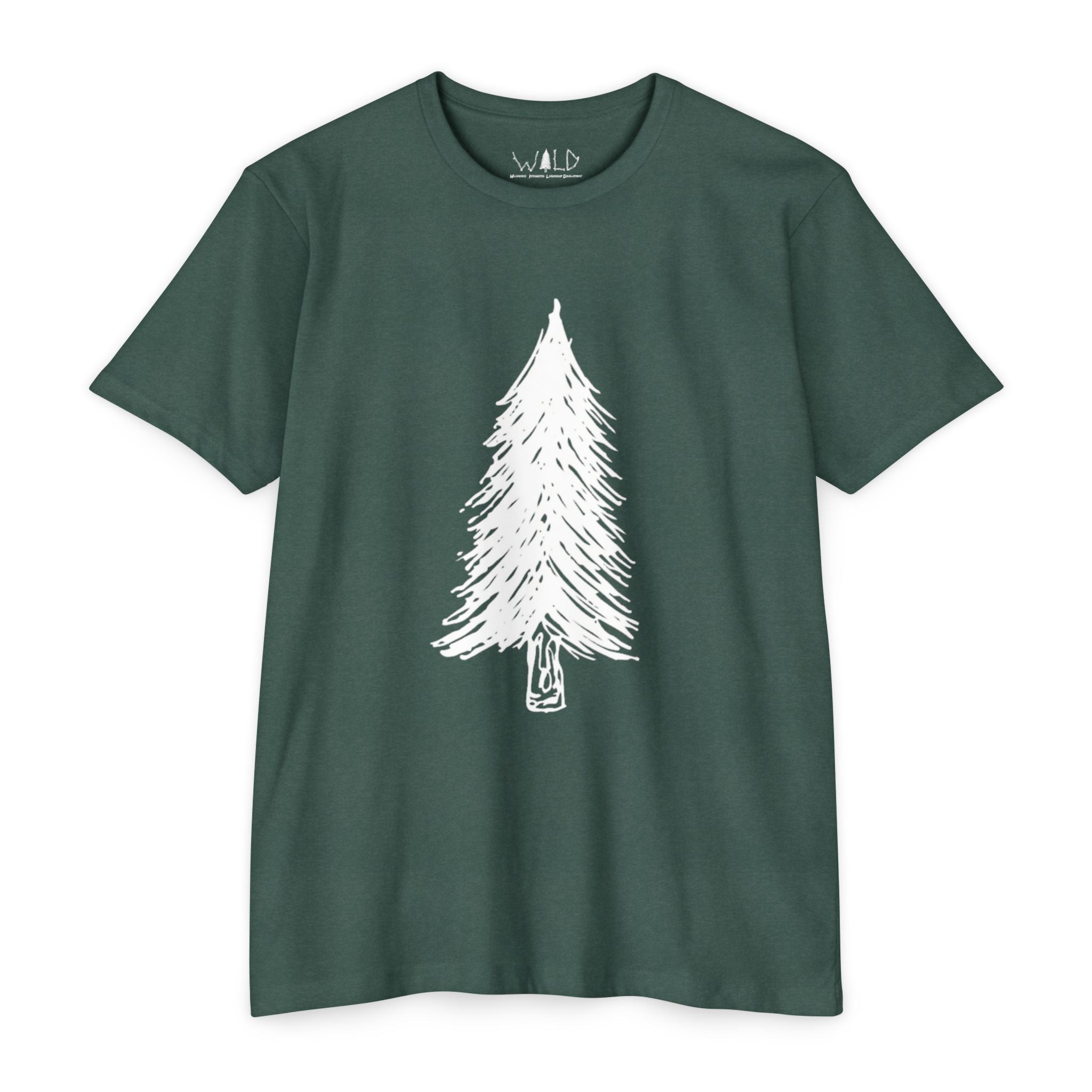 WILD Tree Graphic T-Shirt — Rustic Outdoor Nature Shirt (front tree, back WILD text)